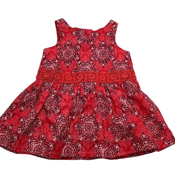 Nautica Baby Girl Handkerchief Dress 0-3M Sleeveless Red Medallion Print Cotton - Picture 11 of 15